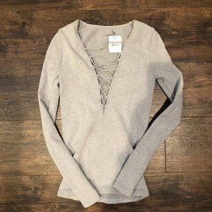 Free People Seamless Lace Up Long Sleeve